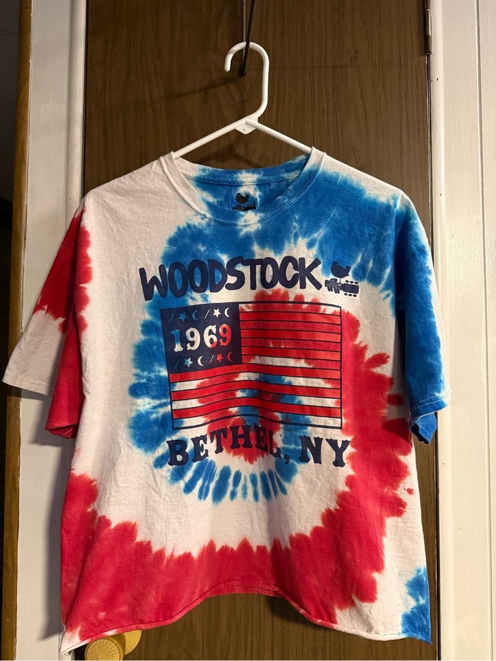 Woodstock 1969 Tie-Dye Crop Top - Red, White & Blue